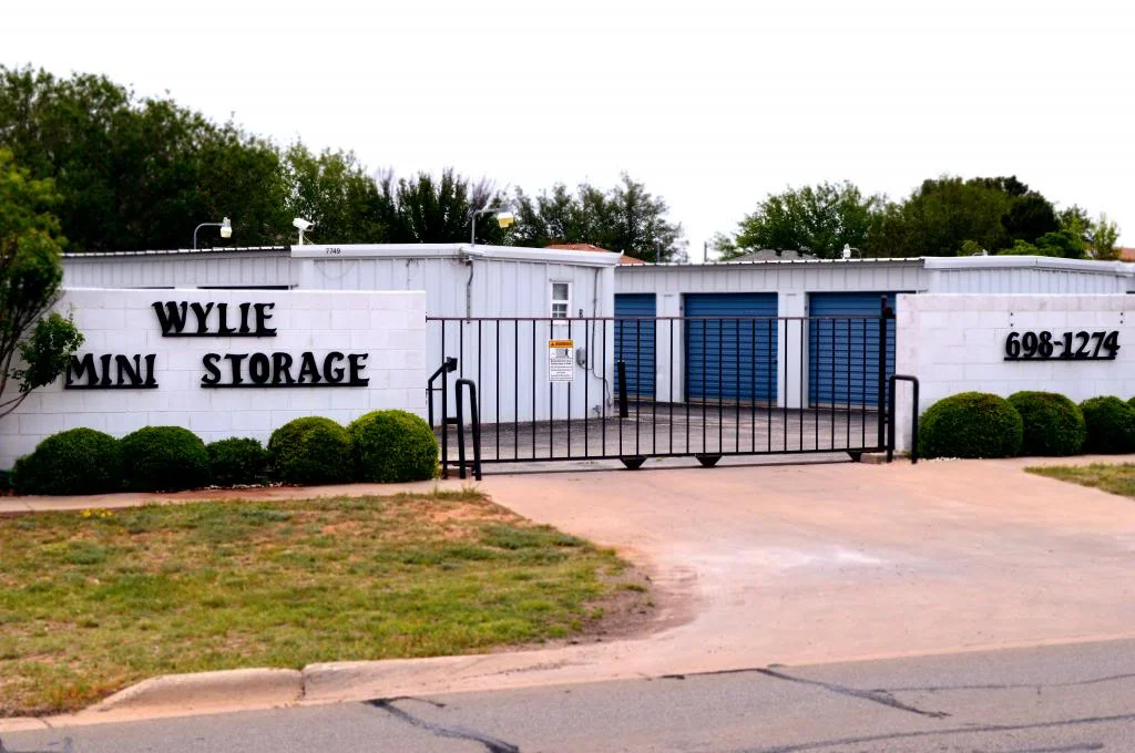Wylie Storage secure gated facility entrance on Buffalo Gap Road near Wylie High School in Abilene Texas with 24/7 access and surveillance cameras